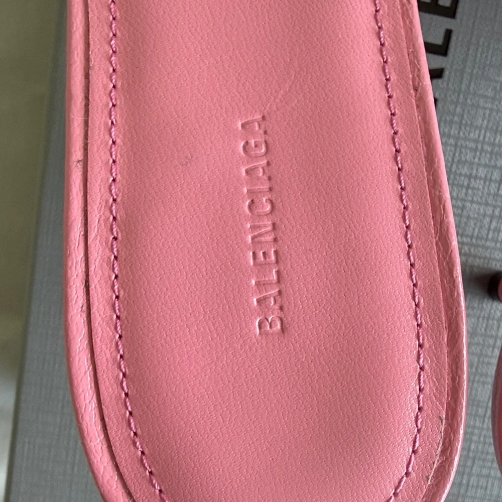 Balenciaga Pink Leather Slide Mules with Silver-Tone Studded Buckles Size 7.5 - Picture 9 of 9